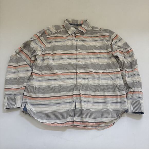Tommy Bahama Collared Shirt Mens XL Pastel Striped Long Sleeve Preppy Flip Cuff - Picture 1 of 11